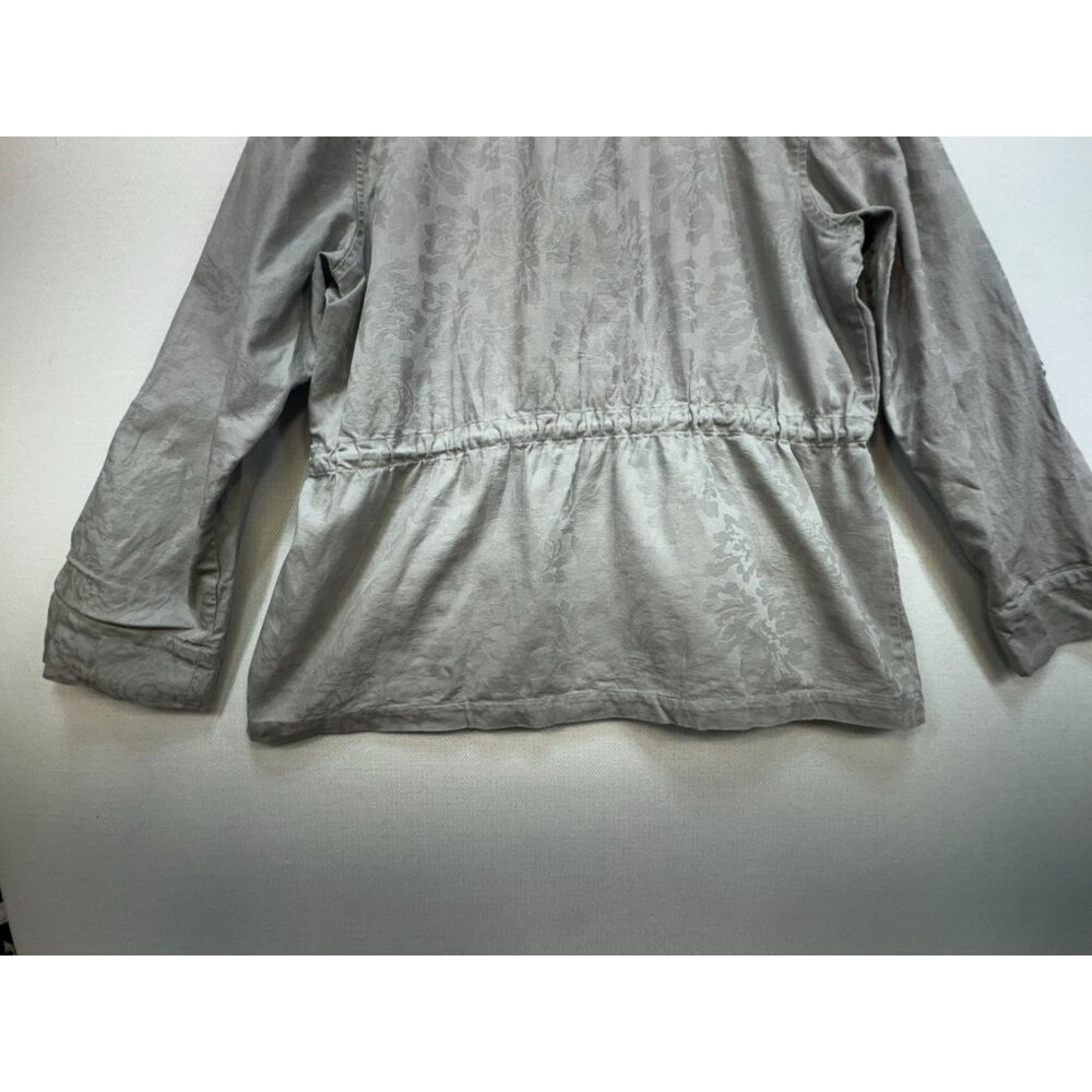 Chicos Womens Jacquard Utility Jacket Sze 3 Gray Drawstring Waist Travel - Picture 12 of 15